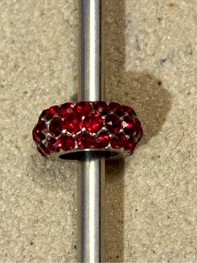 🆕Listing! Brighton Glitter Spacer Dark red Thin bead 3 rows of crystals Retired